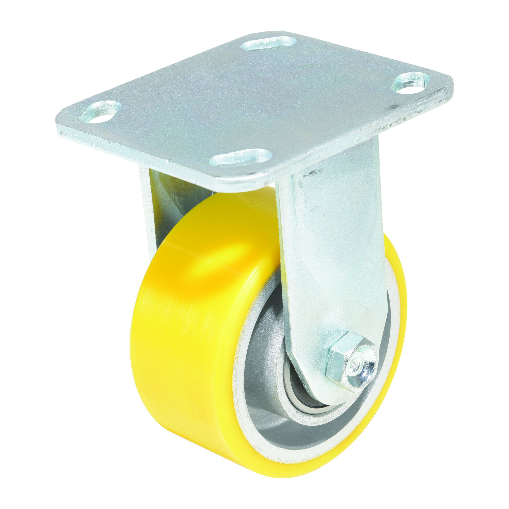 Vestil Polyurethane Rigid Caster - 4in. x 2in., Yellow, Non-Marking, Anti-Corrosive, Model# CST-PY-4X2PUA-R